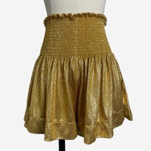 Queen of Sparkles Gold swing shorts high waist smocked game day Mardi Gras M
